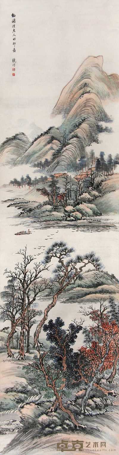 吴镜汀 山水 立轴 177×46cm